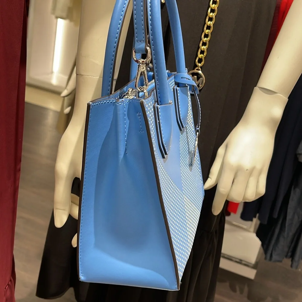 Michael Kors Perforated Leather Tote in Light Blue